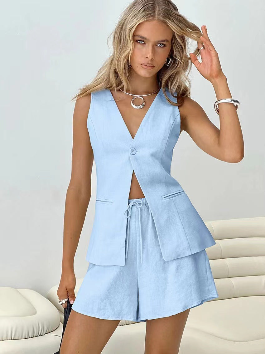 Damen Modisches Blazer-Set mit verspieltem Schnitt und elastischem Bund R&B
