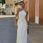 Damen Elegantes Maxikleid mit trendigem Halterdesign und tailliertem Schnitt R&B