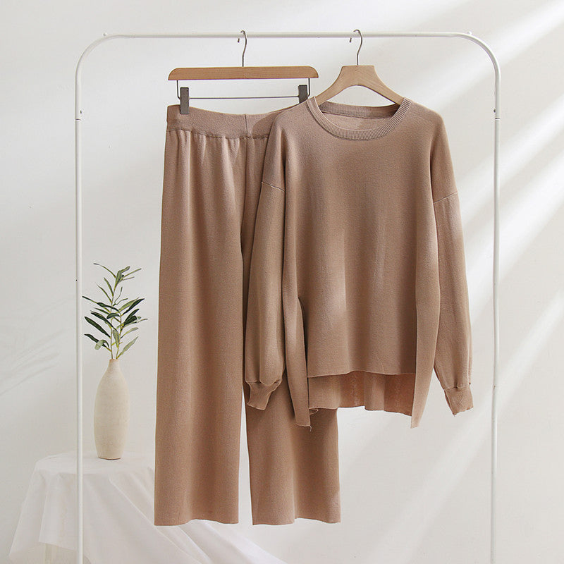 Damen lässiges Strickoberteil und Hose Set R&B