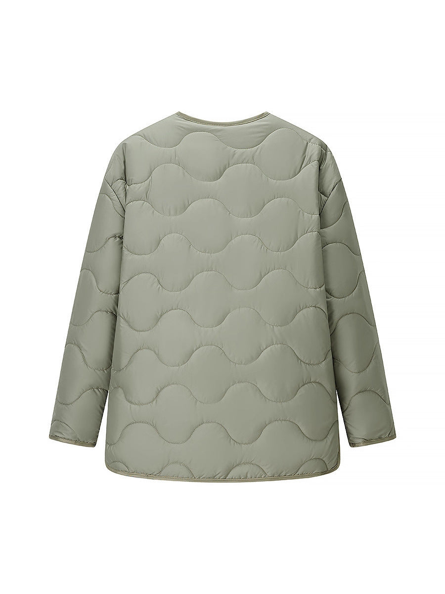 Damen gesteppte Übergangsjacke mit sanfter Stofftextur und praktischen Druckknöpfen R&B