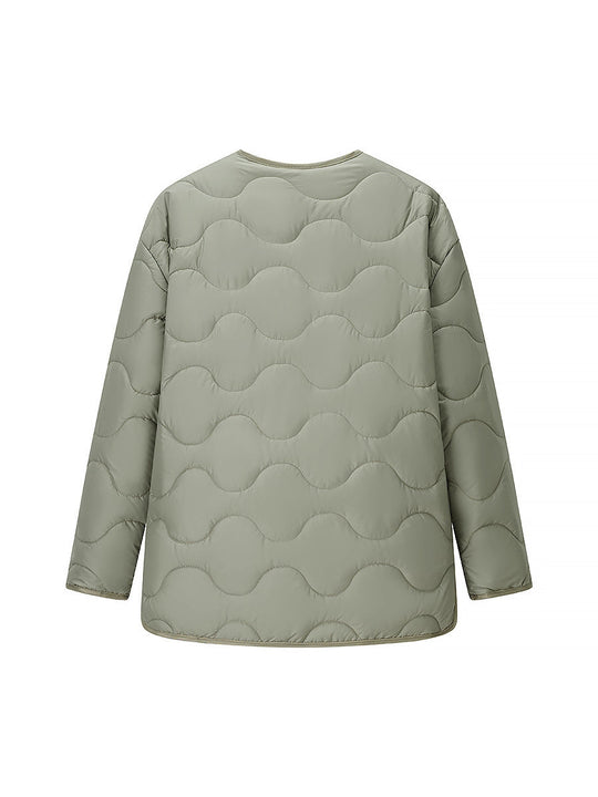 Damen gesteppte Übergangsjacke mit sanfter Stofftextur und praktischen Druckknöpfen R&B