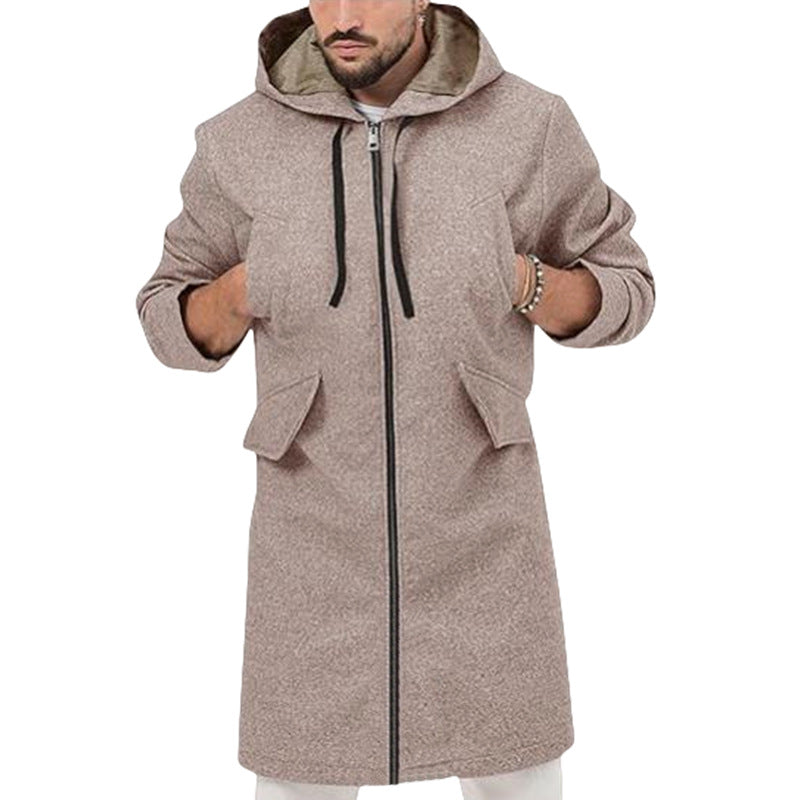 Herren modische Langjacke mit Kapuze R&B