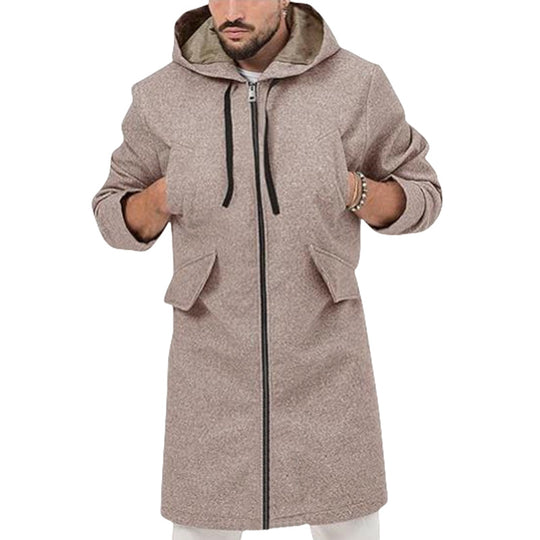 Herren modische Langjacke mit Kapuze R&B