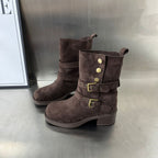 Damen Modische Stiefeletten mit eleganten Schnallen und bequemer Absatzhöhe R&B