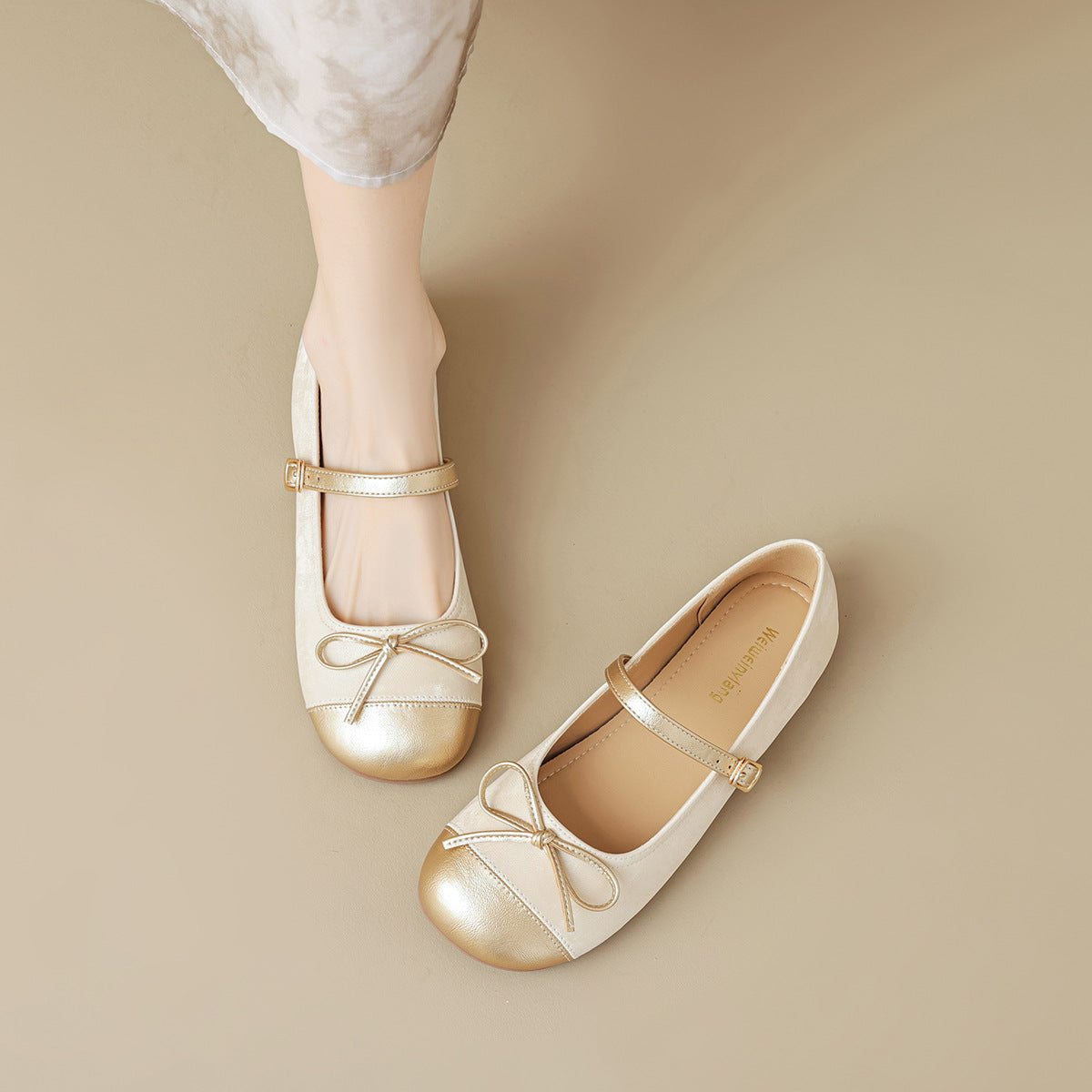 Damen Ballerinas mit dekorativem Riemchen und eleganter Schleifenapplikation
