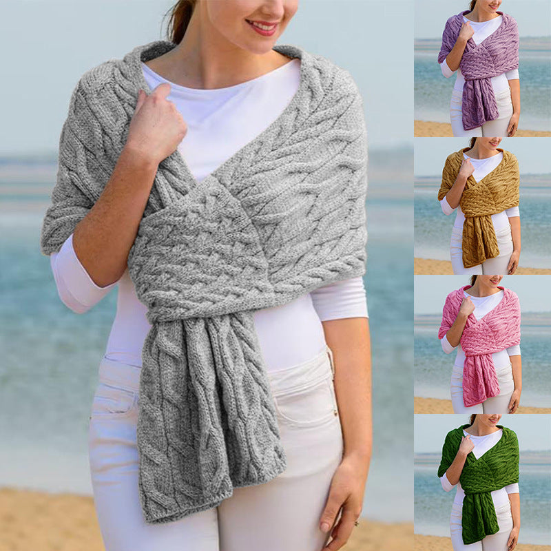 Damen Strickschal mit Zopfmuster & Vielseitigem Tragekomfort |