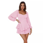 Damen Romantisches Minikleid mit Puffärmeln und verspieltem Schnitt