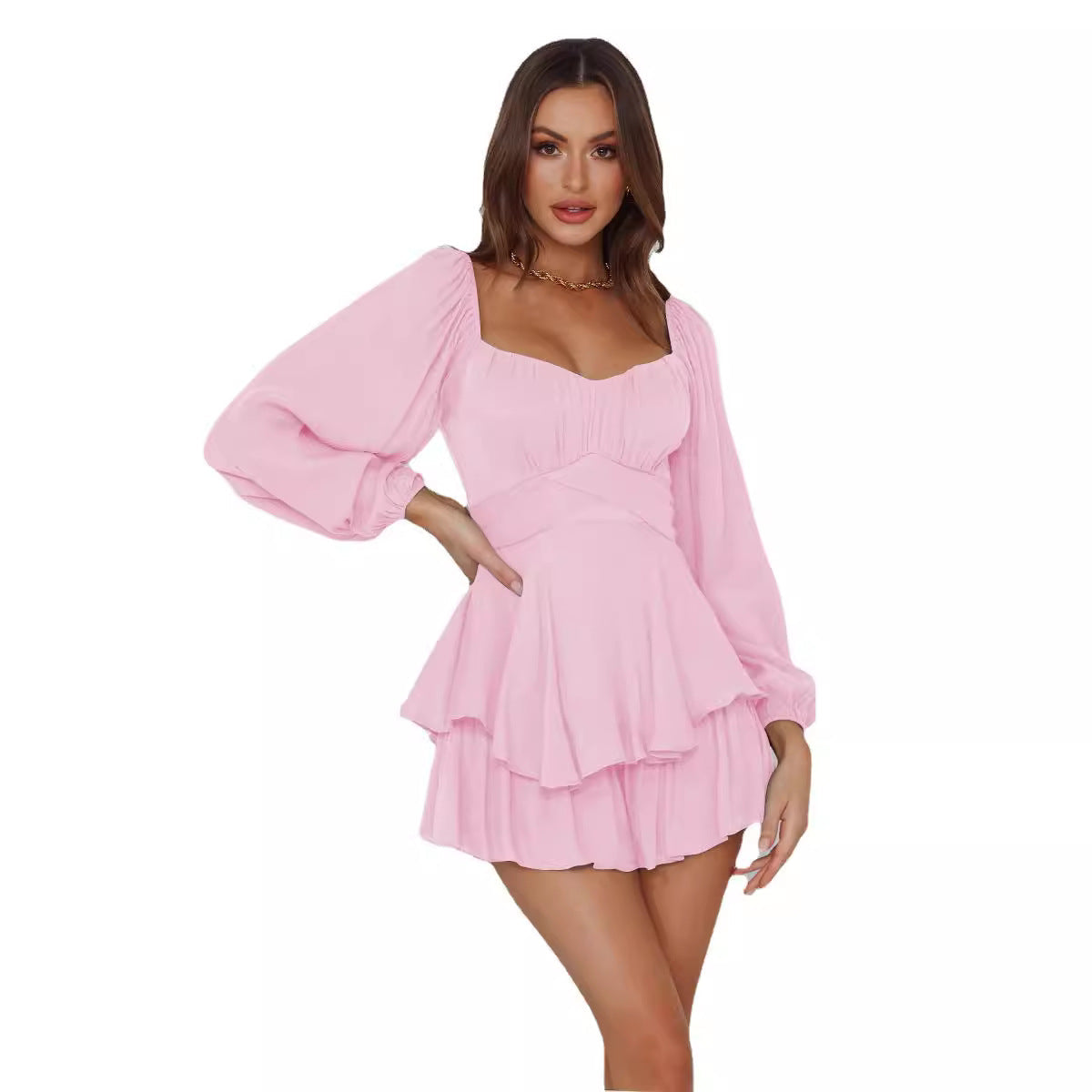 Damen Romantisches Minikleid mit Puffärmeln und verspieltem Schnitt