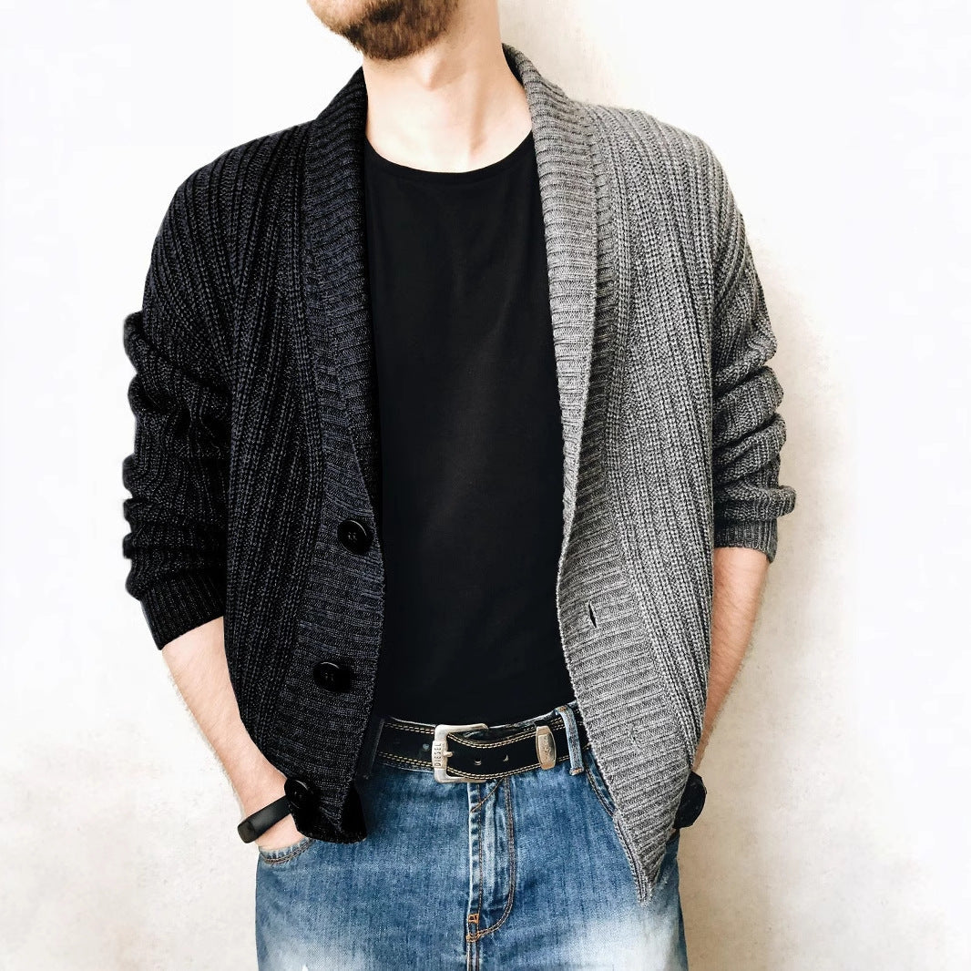 Herren Strickjacke mit modernem Strukturmuster und großen Knöpfen