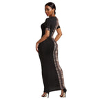 Damen Maxikleid mit modernem Muster und figurbetontem Schnitt R&B