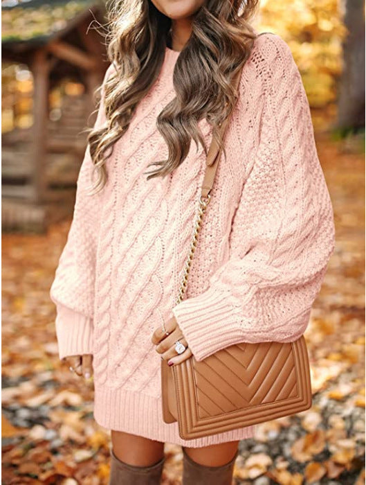 Damen Grobstrickpullover mit voluminösen Ärmeln und elegantem Zopfmuster R&B