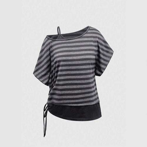 Damen Asymmetrisches Streifenoberteil mit raffiniertem Schnitt R&B