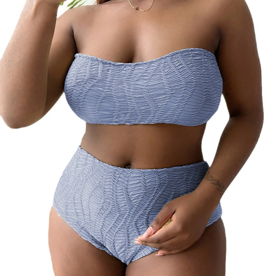 Damen Hoch tailliertes Bustier-Bikini-Set mit Rüschen-Design R&B