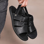 Herren Bequeme und elegante Leder-Sandalen mit verstellbarem Riemensystem R&B