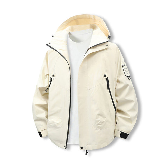 Herren funktionale Outdoor-Jacke mit verstellbarem Kapuzenbereich und zahlreichen Taschen R&B