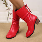 Damen Stiefeletten mit modischem Falten-Design und verstellbarem Riemen R&B