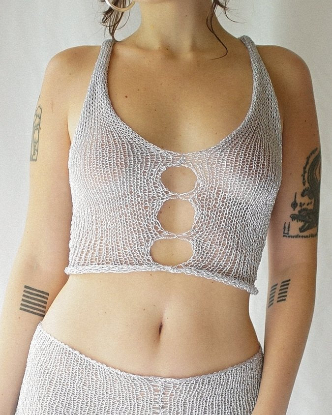 Damen transparentes Netz-Top und Short-Set R&B