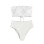Damen Bandeau-Bikini mit verstellbarem Höschen und raffiniertem Design R&B