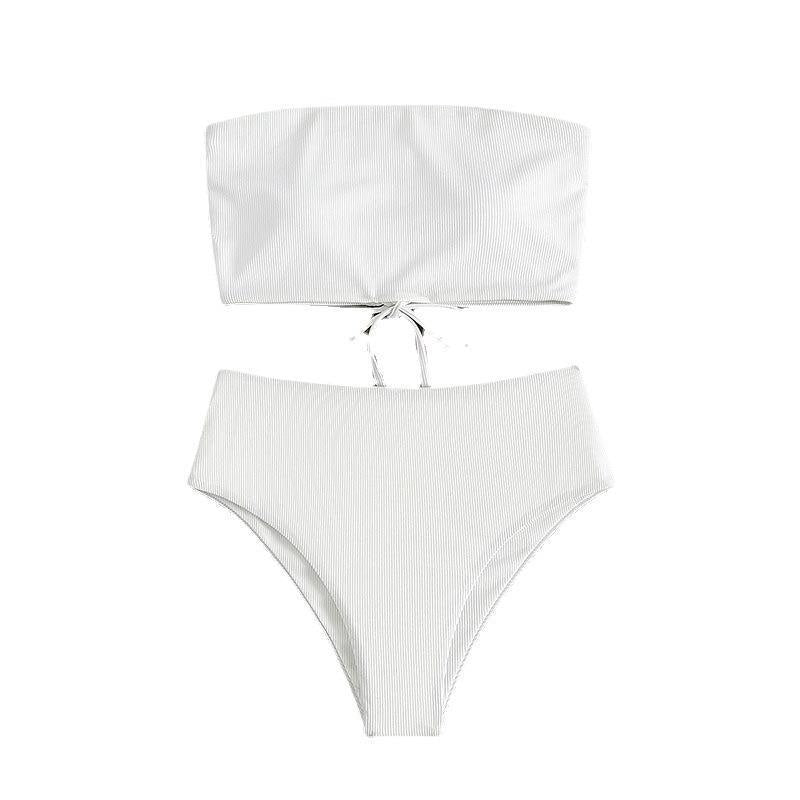 Damen Bandeau-Bikini mit verstellbarem Höschen und raffiniertem Design R&B