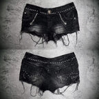 Damen Modische Destroyed Denim-Shorts mit Nieten