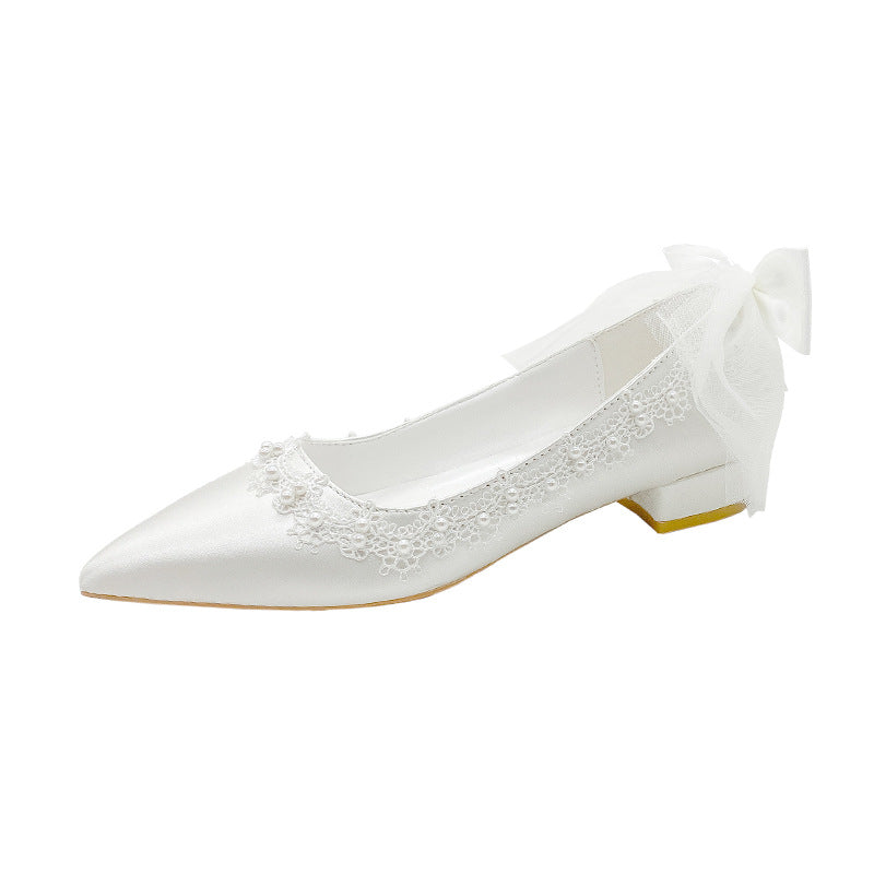 Damen Glamouröse Hochzeits-Pumps mit feinen Blumendetails und transparentem Riemen R&B