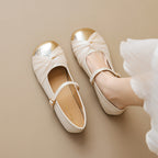 Damen Ballerinas mit schimmerndem Metalleffekt und elegantem Riemchen