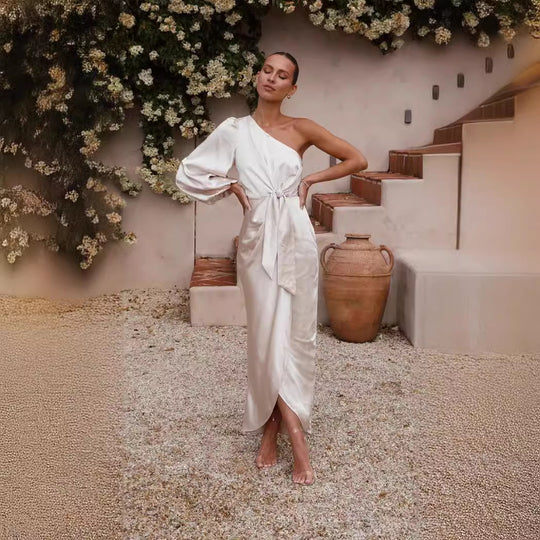 Damen Wickelkleid mit asymmetrischem Design und elegantem Taillengürtel R&B