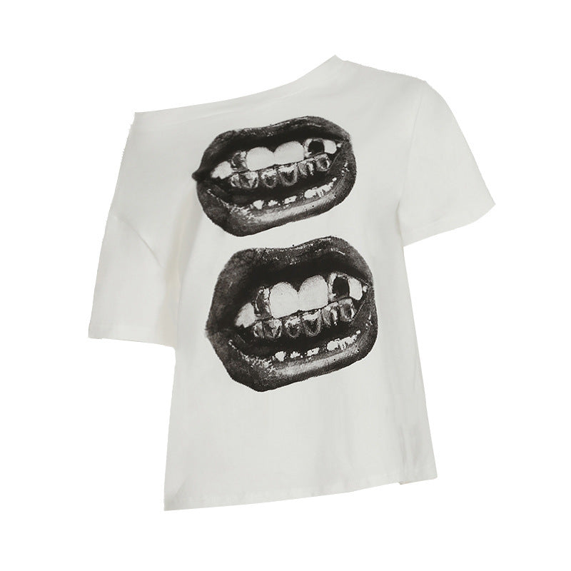 Damen Kreatives Oversized T-Shirt mit grafischem Druck R&B