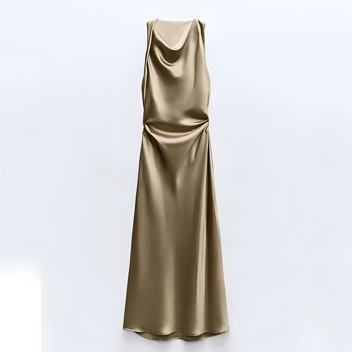 Damen Satin Maxikleid mit tiefem Rückenausschnitt