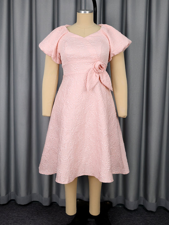 Damen Kleid mit voluminösen Puffärmeln und eleganter Schleifenapplikation R&B