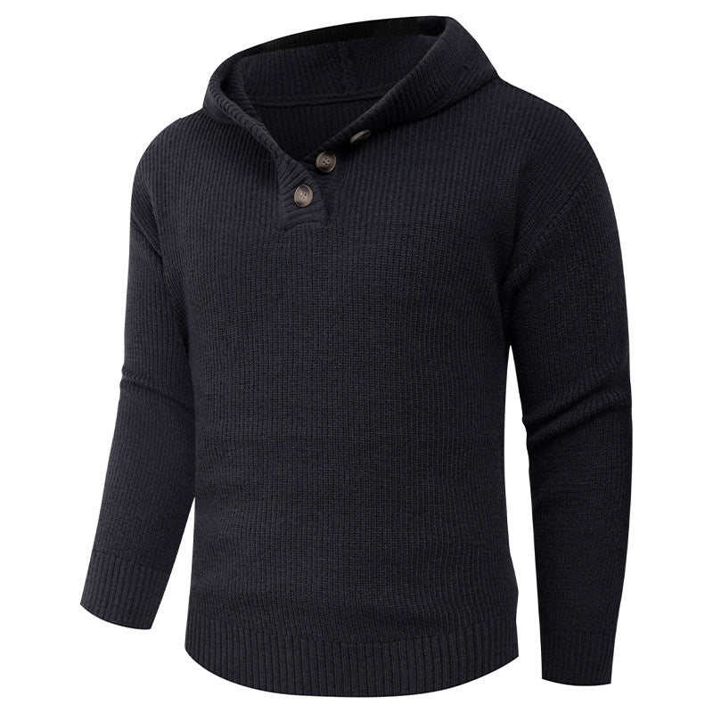 Herren Strickpullover mit hochabschließendem Kragen und Knopfdetails R&B