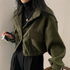 Damenjacke aus hochwertigem Wollmix mit lässigen Taschen und Oversized-Schnitt
