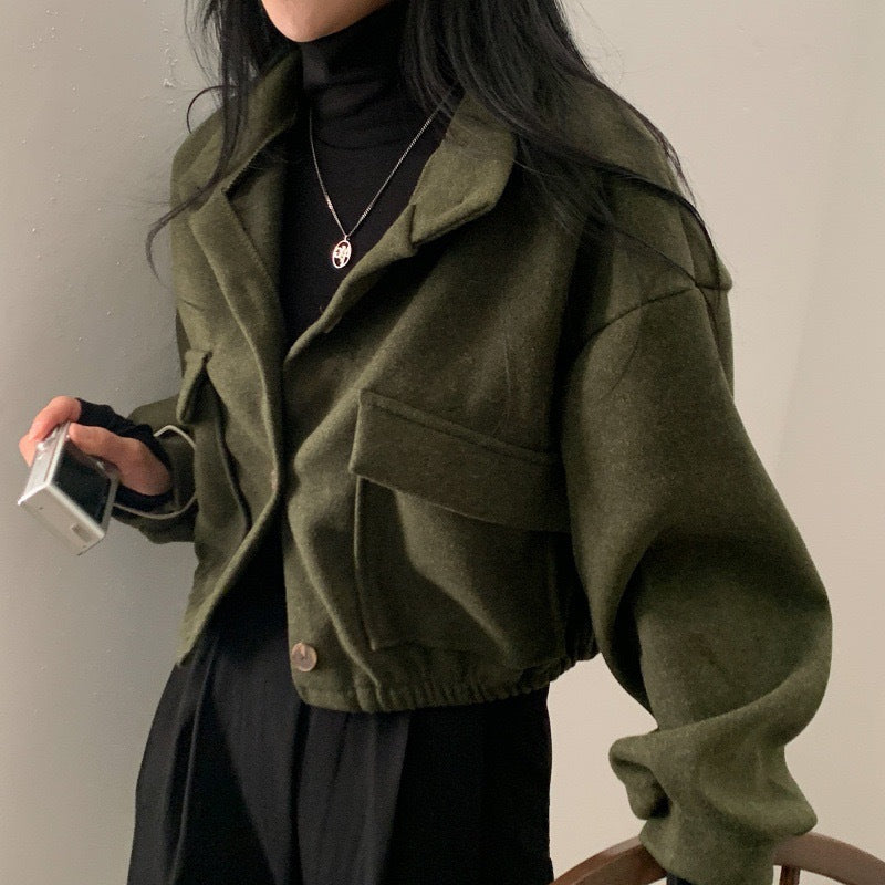 Damenjacke aus hochwertigem Wollmix mit lässigen Taschen und Oversized-Schnitt