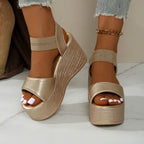 Damen Plateausandaletten mit elegantem Riemen und rutschfester Sohle R&B