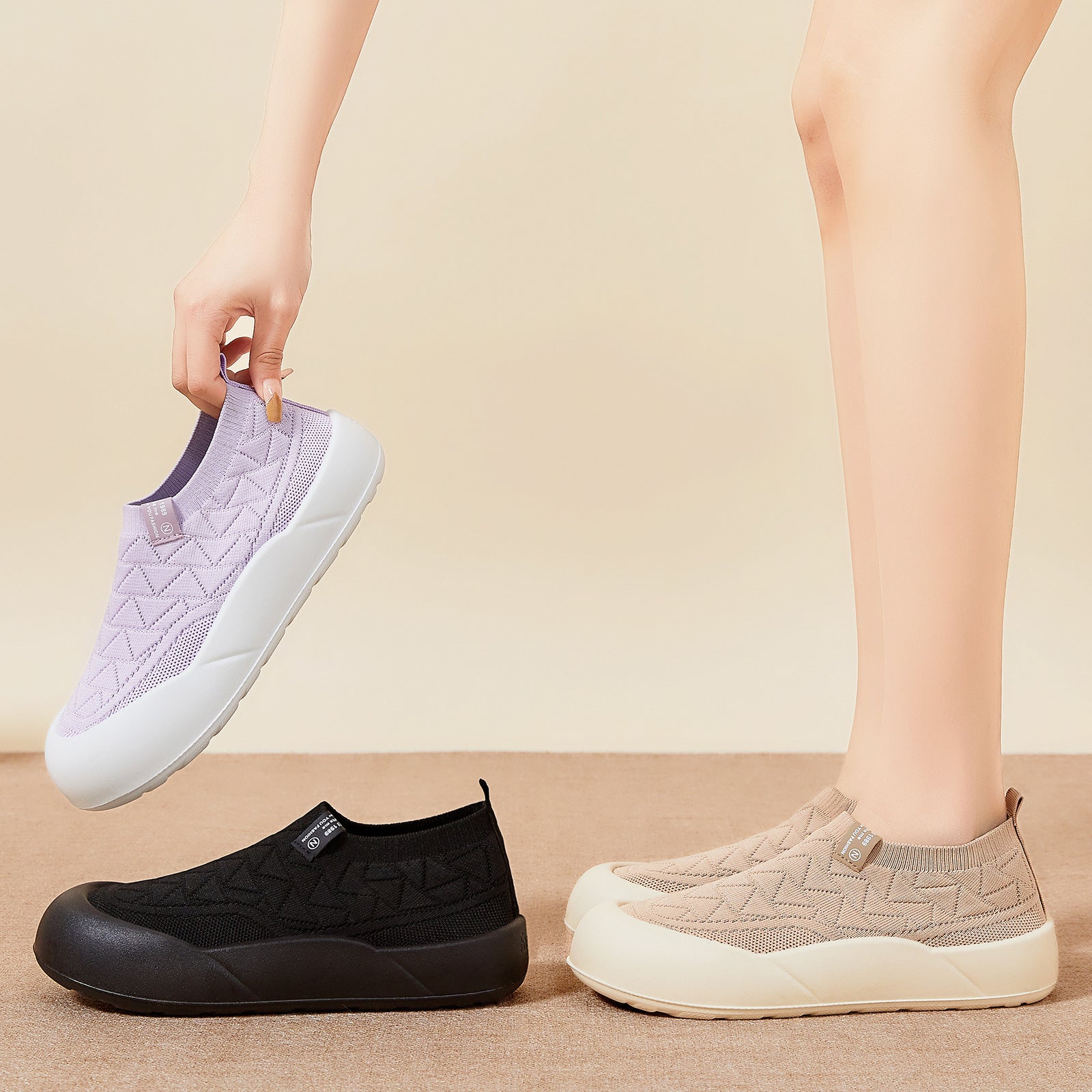 Damen Bequeme Slip-On Sportschuhe mit stoßdämpfendem Fußbett R&B