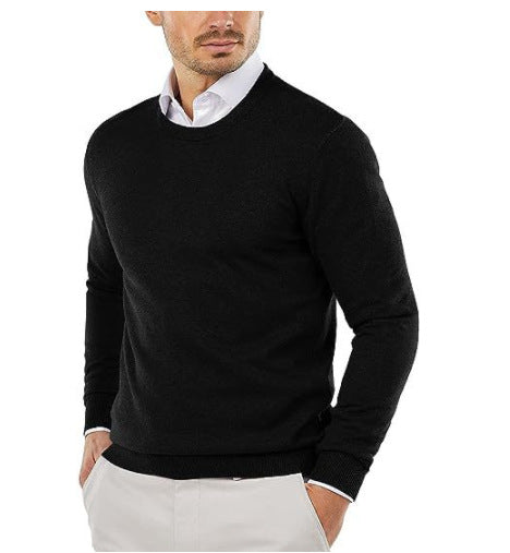 Herren eleganter Rundhals-Pullover aus feiner Baumwolle R&B