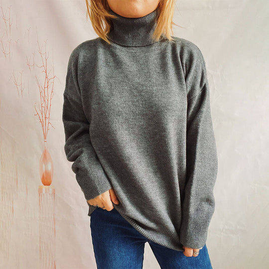 R&B | Einfarbiger Warmer Strickpullover Für Alltag