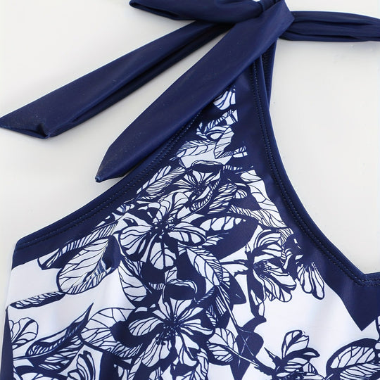 Damen Einteiliger Badeanzug mit floralem Überwurf R&B