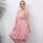 Damen A-Linien Kleid mit floralem Lochmuster R&B