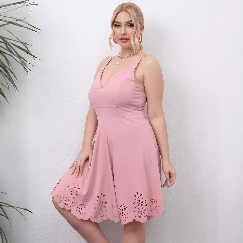 Damen A-Linien Kleid mit floralem Lochmuster R&B