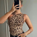 Damen Figurbetontes Bodysuit mit raffinierten Raffungselementen und Animal-Print R&B