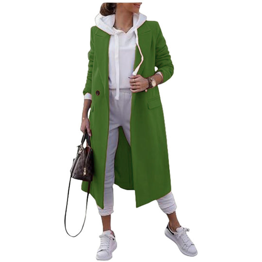 Damen modischer Oversize-Mantel mit elegantem Revers und praktischen Taschen R&B