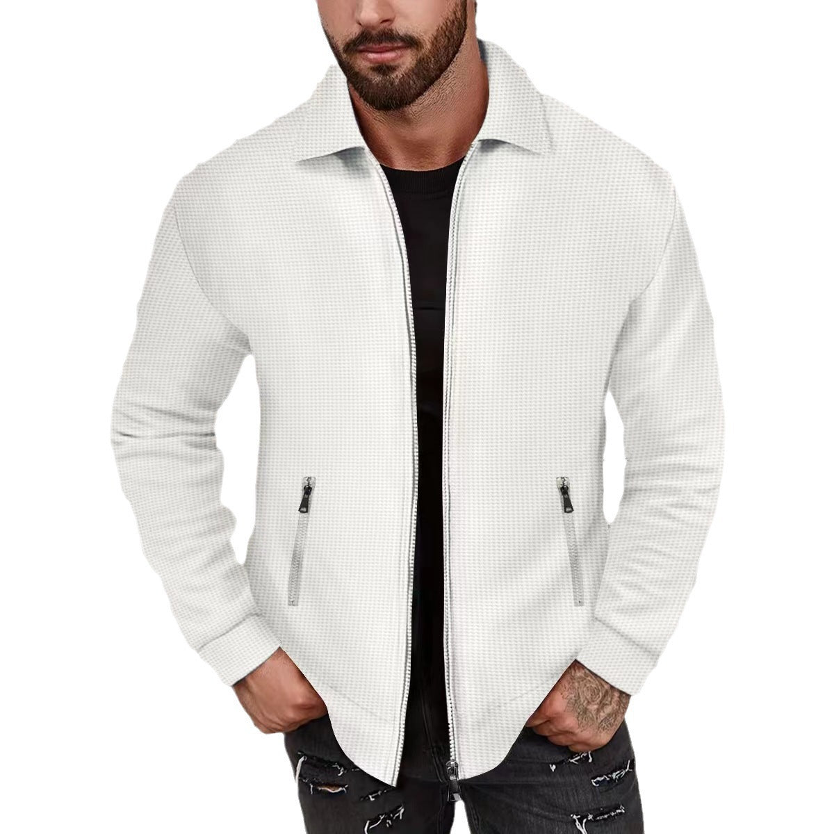Herren Strickjacke im modernen Design mit strukturiertem Obermaterial und praktischen Reißverschlusstaschen R&B