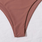 Damen Bandeau-Bikini-Set mit hohem Bund und raffiniertem Bindedetail R&B