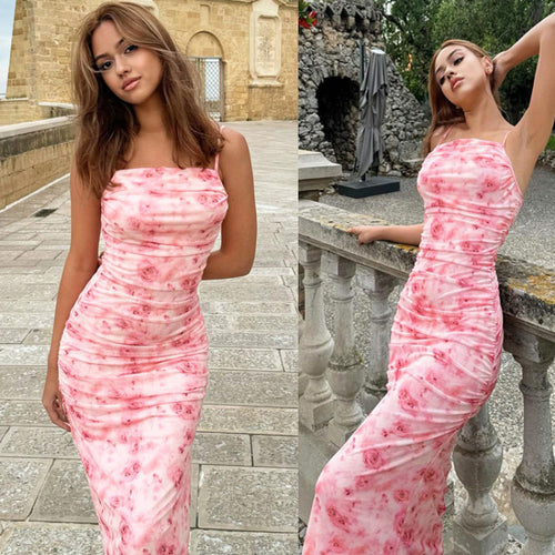 Damen Maxikleid mit raffiniertem Rüschendesign und Figurbetonter Passform R&B