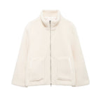 Damen Kuschelige Fleecejacke mit hohe Kragen und praktischen Taschen R&B