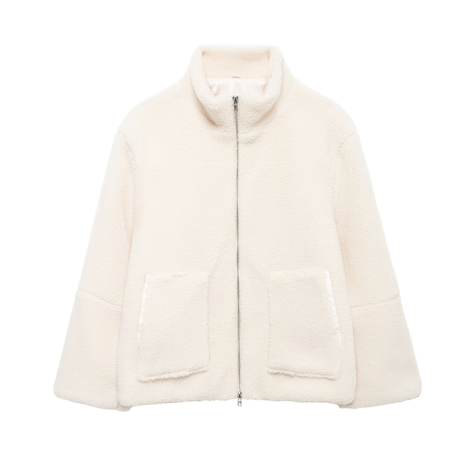 Damen Kuschelige Fleecejacke mit hohe Kragen und praktischen Taschen R&B