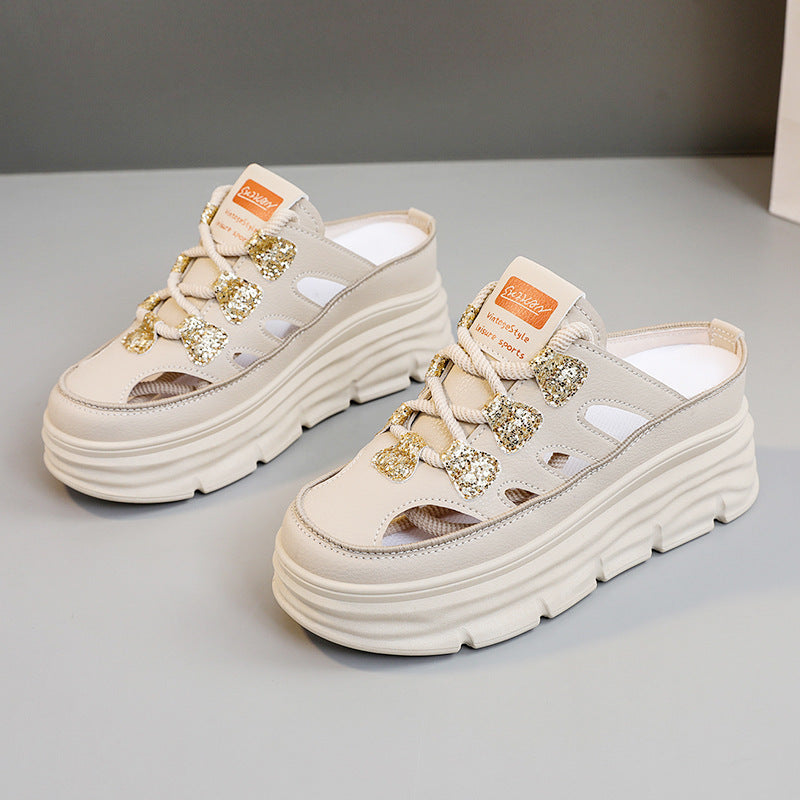 Damen Chunky Slip-On Sneakers mit funkelnden Akzenten und bequemer Dämpfung R&B