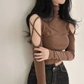 Damen Langarmshirt mit eleganten Cut-Outs und modernen Rippdetails