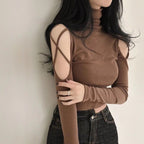 Damen Langarmshirt mit eleganten Cut-Outs und modernen Rippdetails